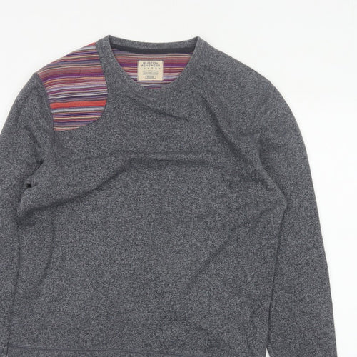 Burton Menswear Men Grey M Striped Panel Crew Neck Pullover Sweatshirt