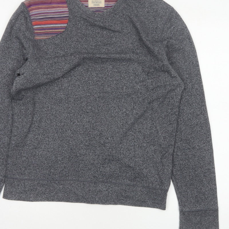 Burton Menswear Men Grey M Striped Panel Crew Neck Pullover Sweatshirt