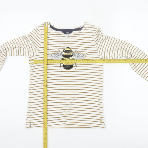 Joules Girls Ivory Gold Striped Bee Sequin Long Sleeve T-Shirt 9 Years