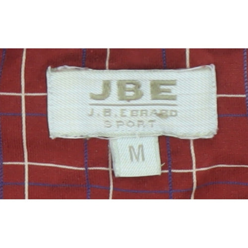 JBE Men’s Red Check Short Sleeve Button Polo Shirt Size M