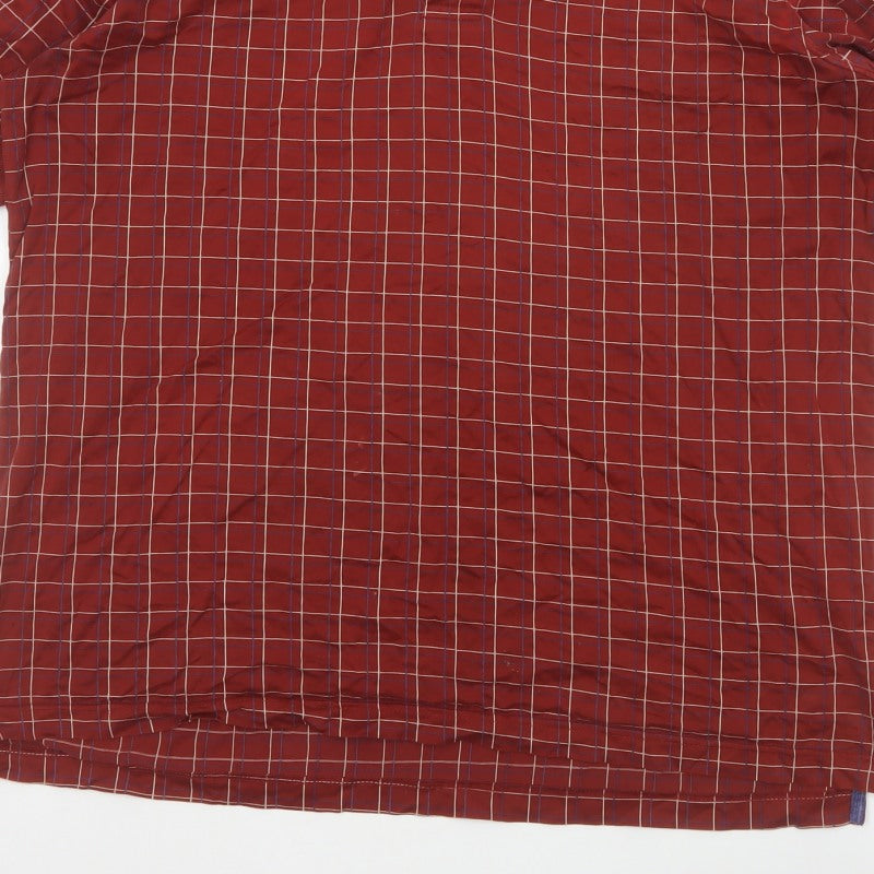 JBE Men’s Red Check Short Sleeve Button Polo Shirt Size M