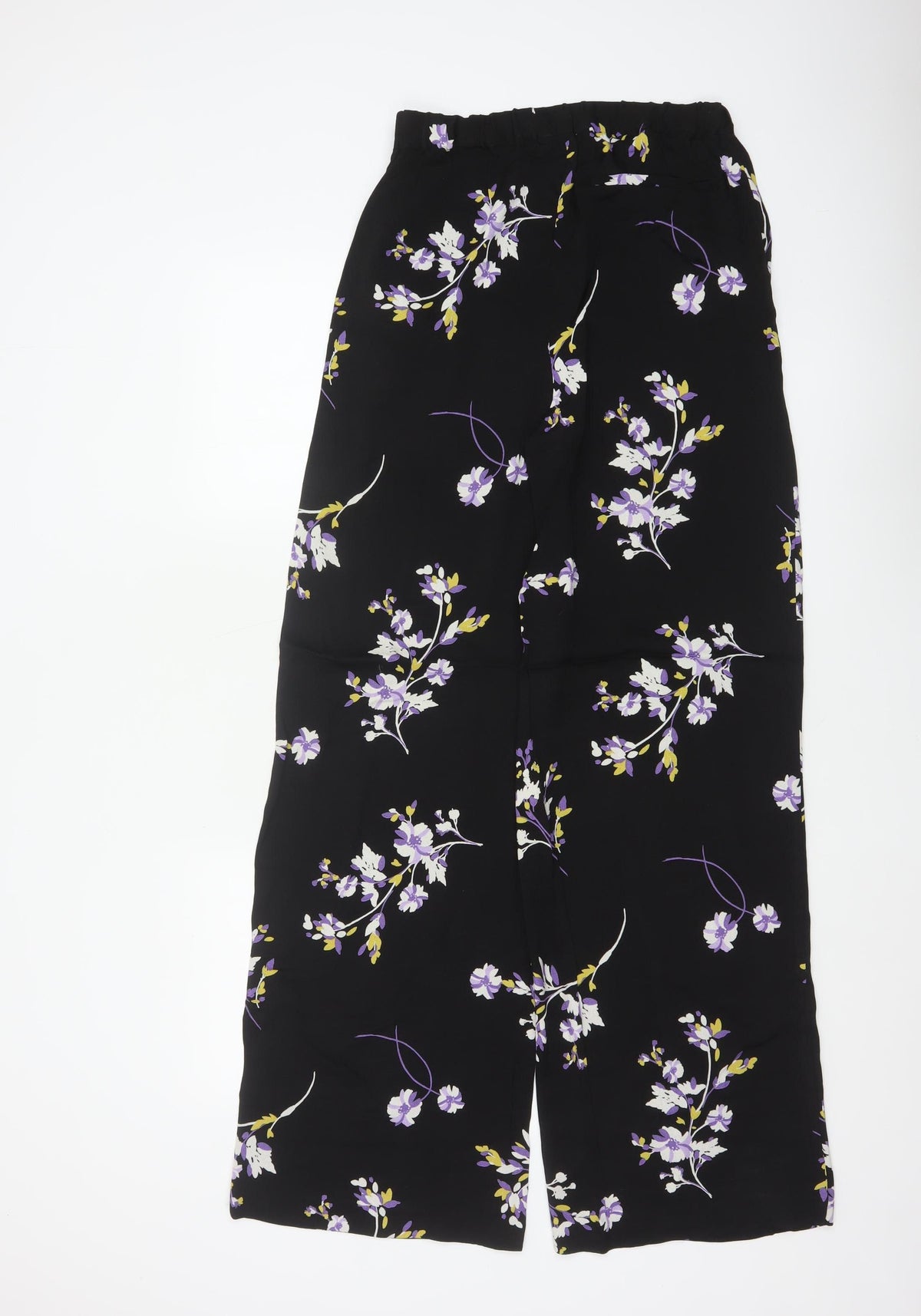 Autograph Women Black Floral Wide-Leg Cropped Trousers UK 8