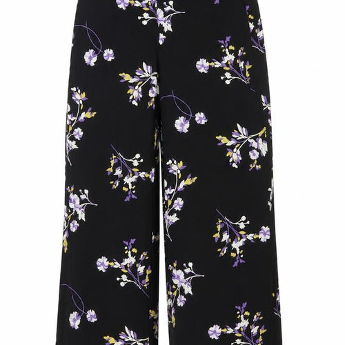 Autograph Women Black Floral Wide-Leg Cropped Trousers UK 8