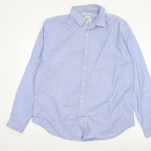 GAP Men’s Blue L Standard Fit Stretch Button-Down Oxford Shirt