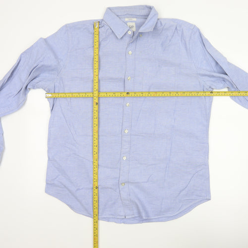 GAP Men’s Blue L Standard Fit Stretch Button-Down Oxford Shirt