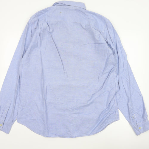 GAP Men’s Blue L Standard Fit Stretch Button-Down Oxford Shirt