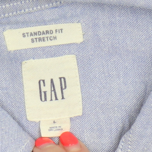 GAP Men’s Blue L Standard Fit Stretch Button-Down Oxford Shirt