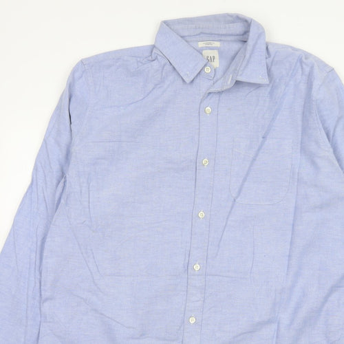 GAP Men’s Blue L Standard Fit Stretch Button-Down Oxford Shirt