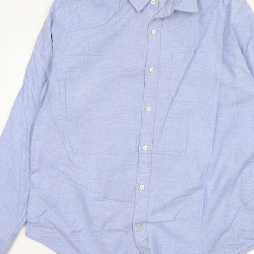 GAP Men’s Blue L Standard Fit Stretch Button-Down Oxford Shirt