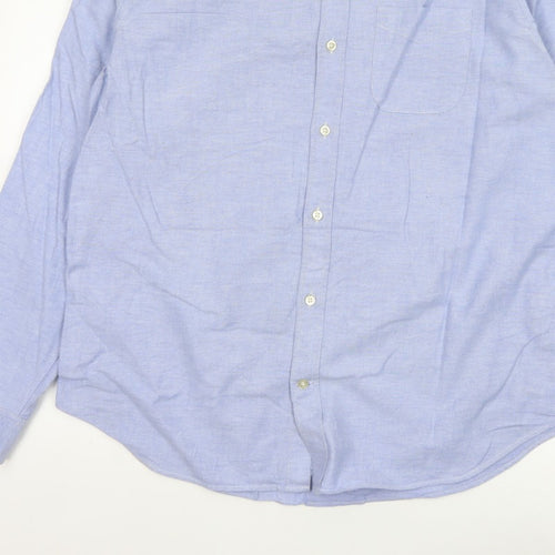 GAP Men’s Blue L Standard Fit Stretch Button-Down Oxford Shirt