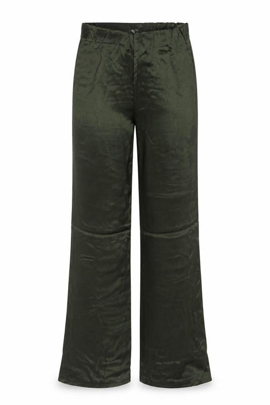 Zara Women Green High Waist Flared Trousers Size S Viscose