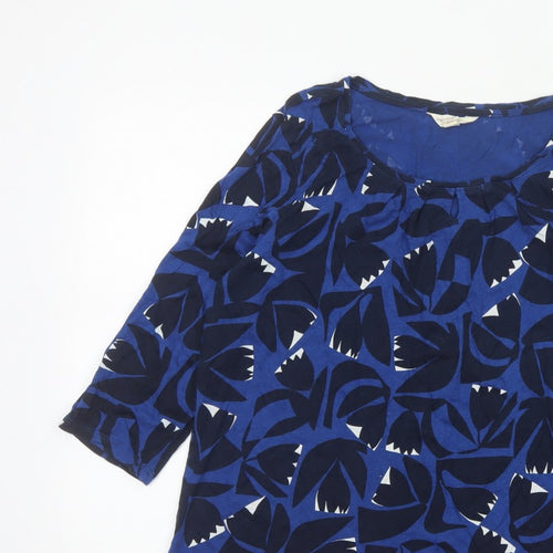 Seasalt Cornwall Women Blue UK 16 Floral Cotton Short Sleeve Blouse Top