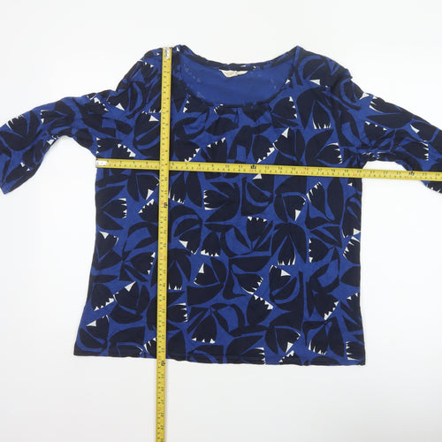 Seasalt Cornwall Women Blue UK 16 Floral Cotton Short Sleeve Blouse Top