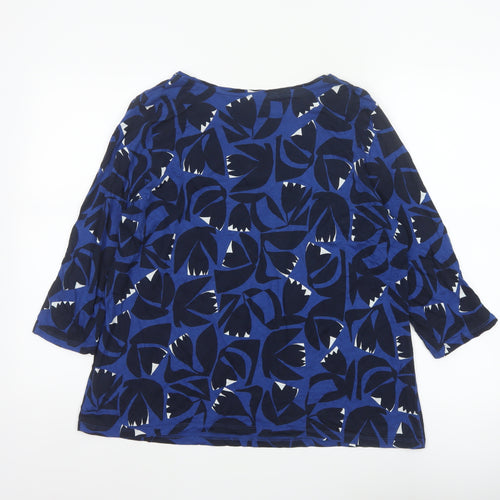 Seasalt Cornwall Women Blue UK 16 Floral Cotton Short Sleeve Blouse Top