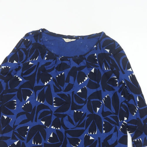 Seasalt Cornwall Women Blue UK 16 Floral Cotton Short Sleeve Blouse Top