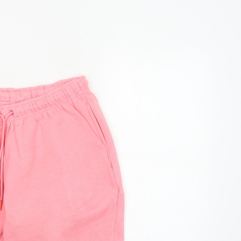 Light & Shade Women’s Pink L Sweat Shorts Drawstring Cotton Blend