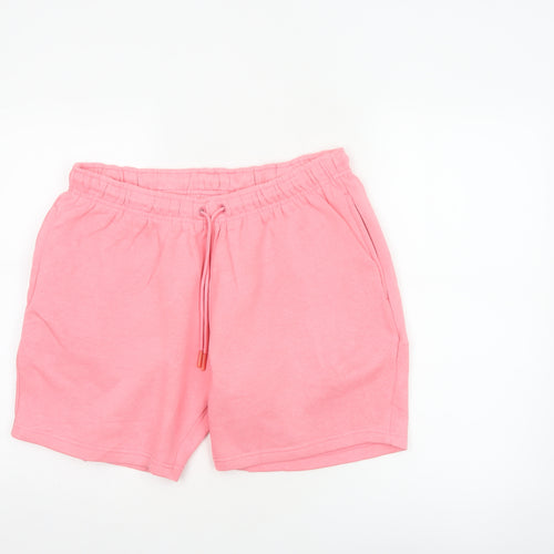 Light & Shade Women’s Pink L Sweat Shorts Drawstring Cotton Blend