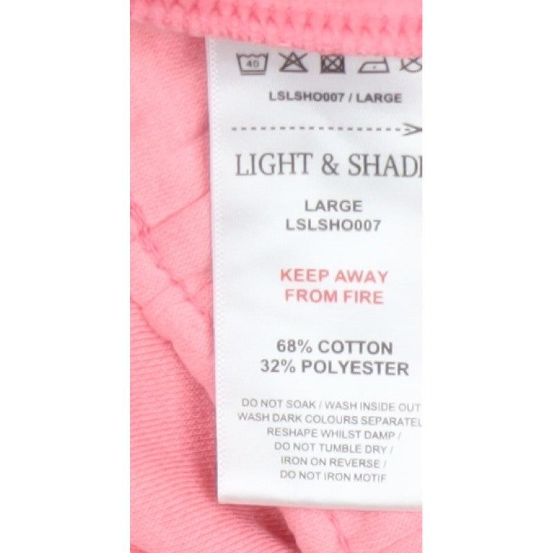 Light & Shade Women’s Pink L Sweat Shorts Drawstring Cotton Blend