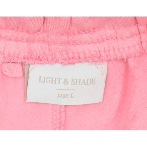 Light & Shade Women’s Pink L Sweat Shorts Drawstring Cotton Blend