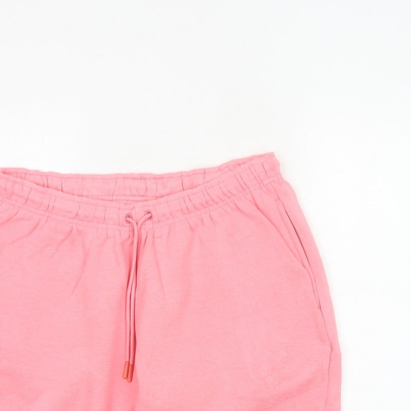 Light & Shade Women’s Pink L Sweat Shorts Drawstring Cotton Blend