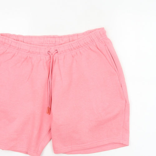 Light & Shade Women’s Pink L Sweat Shorts Drawstring Cotton Blend