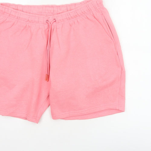 Light & Shade Women’s Pink L Sweat Shorts Drawstring Cotton Blend