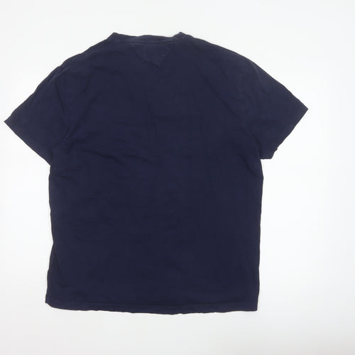 Tommy Jeans Men's Blue XL Colourblock Logo Graphic Cotton T-Shirt