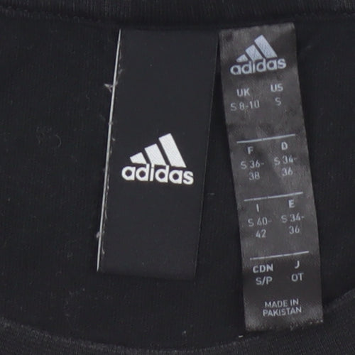 Adidas Women’s Black S UK 8-10 Slim Fit Logo T-Shirt