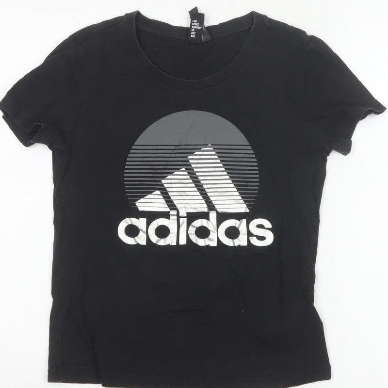 Adidas Women’s Black S UK 8-10 Slim Fit Logo T-Shirt