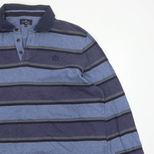 Blue Harbour Men’s Blue Striped Long Sleeve Polo Shirt 2XL Regular