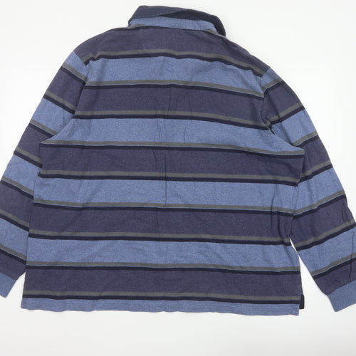 Blue Harbour Men’s Blue Striped Long Sleeve Polo Shirt 2XL Regular