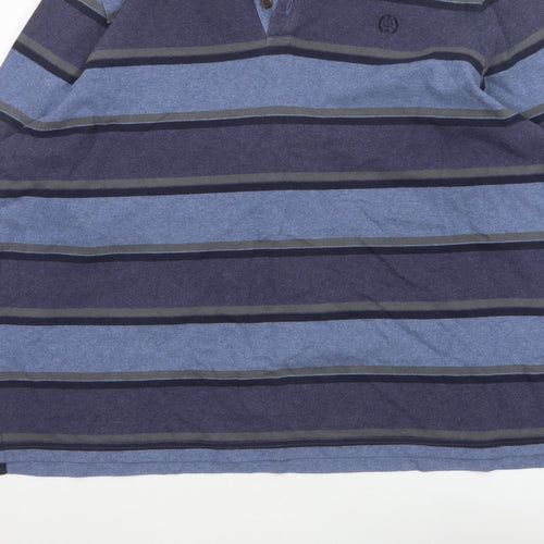 Blue Harbour Men’s Blue Striped Long Sleeve Polo Shirt 2XL Regular