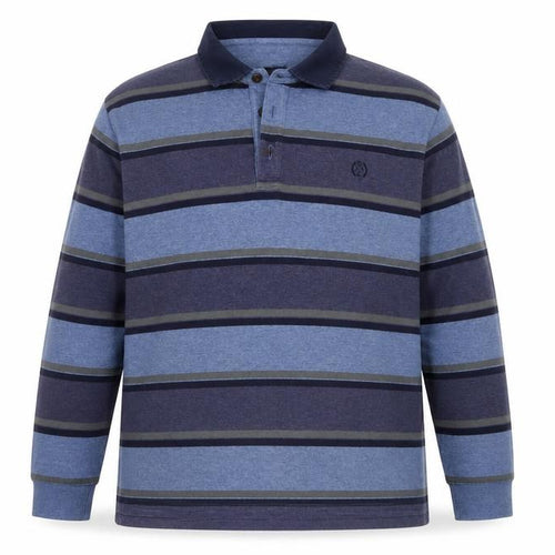 Blue Harbour Men’s Blue Striped Long Sleeve Polo Shirt 2XL Regular