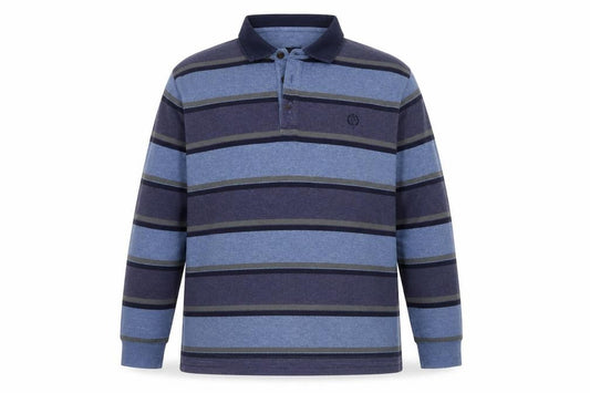 Blue Harbour Men’s Blue Striped Long Sleeve Polo Shirt 2XL Regular