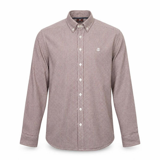Front view of Blakely Clothing Co. Men’s Brown Geometric Button-Down Shirt Small Slim