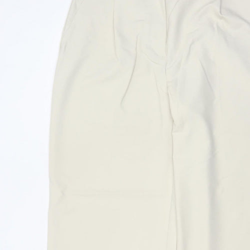 Zara Women Ivory XL High Rise Wide Leg Tailored Trousers
