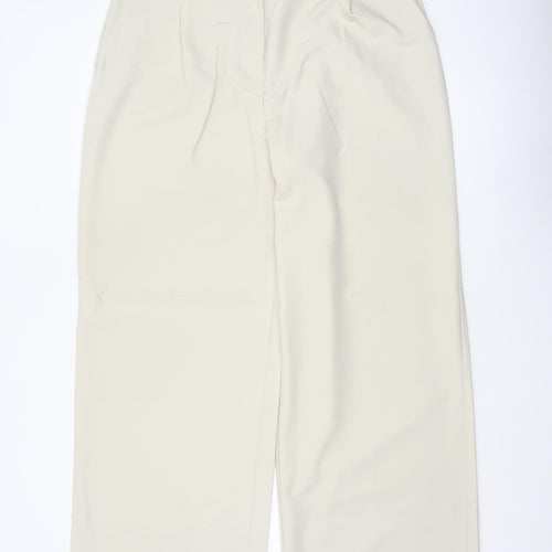 Zara Women Ivory XL High Rise Wide Leg Tailored Trousers