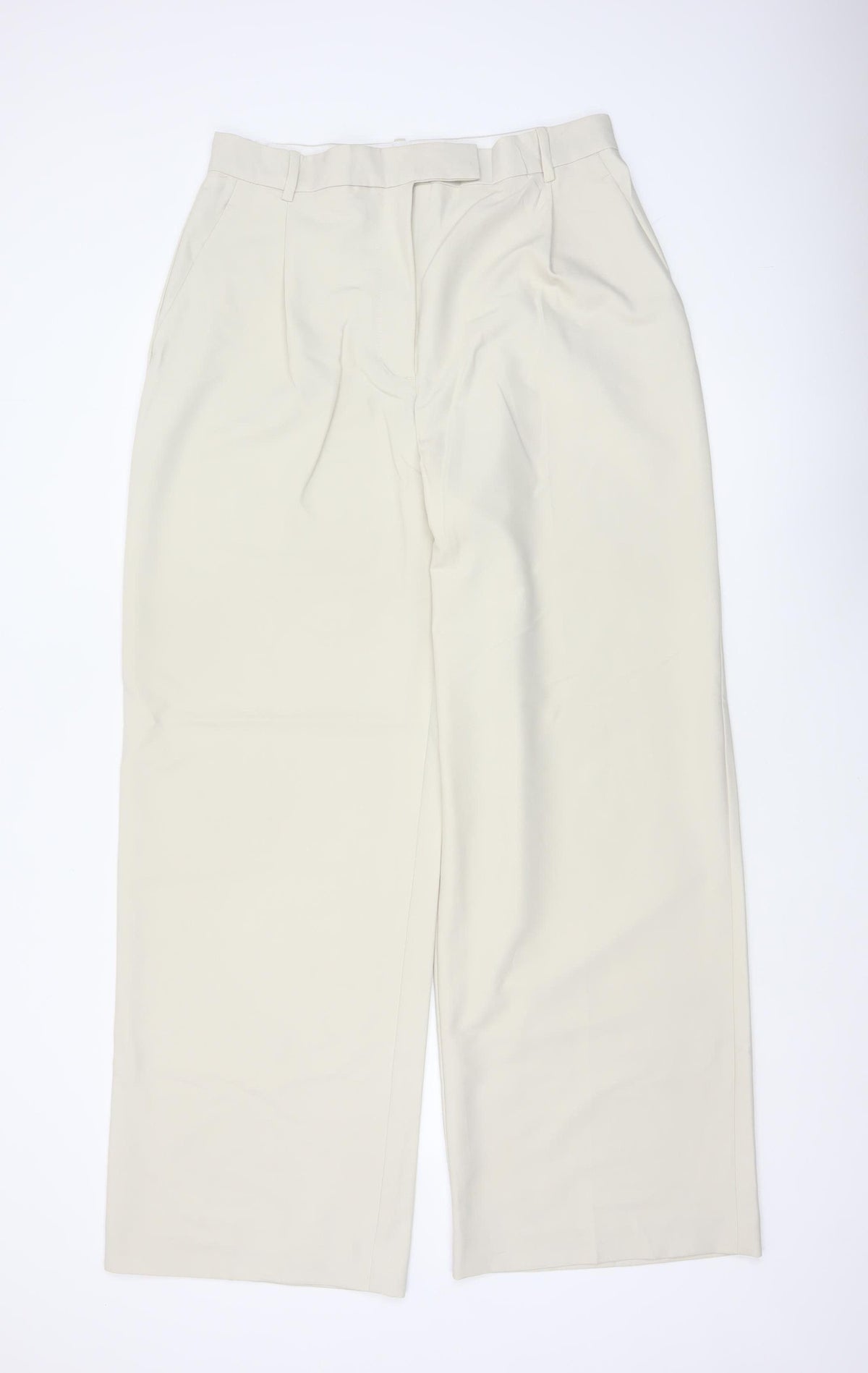 Zara Women Ivory XL High Rise Wide Leg Tailored Trousers