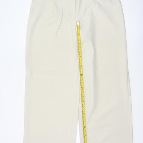 Zara Women Ivory XL High Rise Wide Leg Tailored Trousers