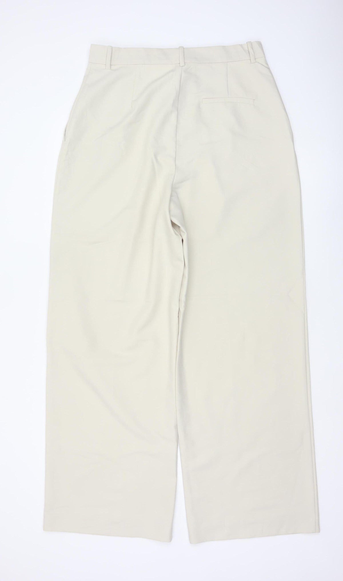Zara Women Ivory XL High Rise Wide Leg Tailored Trousers