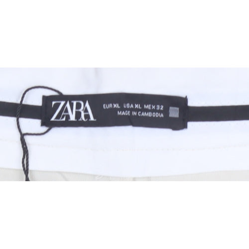 Zara Women Ivory XL High Rise Wide Leg Tailored Trousers