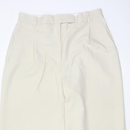 Zara Women Ivory XL High Rise Wide Leg Tailored Trousers