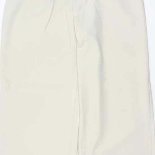 Zara Women Ivory XL High Rise Wide Leg Tailored Trousers