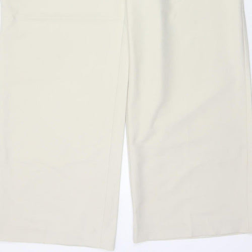 Zara Women Ivory XL High Rise Wide Leg Tailored Trousers