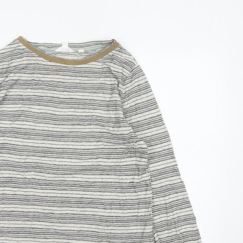 White Stuff Women White Striped Long Sleeve Jersey T-Shirt UK 16