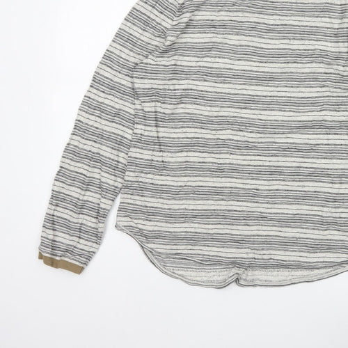 White Stuff Women White Striped Long Sleeve Jersey T-Shirt UK 16