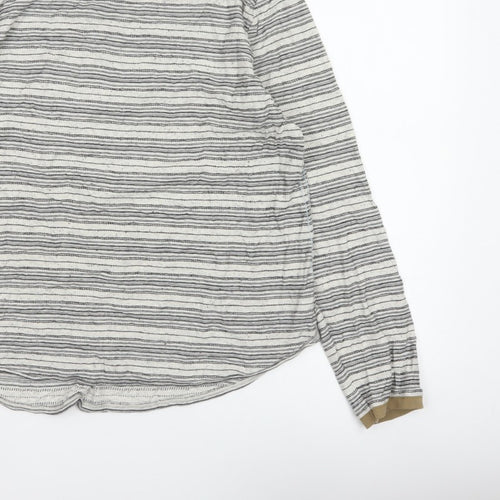 White Stuff Women White Striped Long Sleeve Jersey T-Shirt UK 16