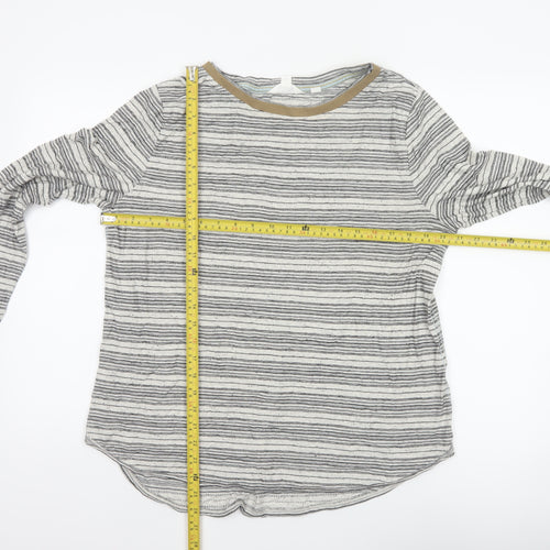 White Stuff Women White Striped Long Sleeve Jersey T-Shirt UK 16