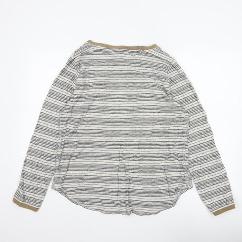 White Stuff Women White Striped Long Sleeve Jersey T-Shirt UK 16