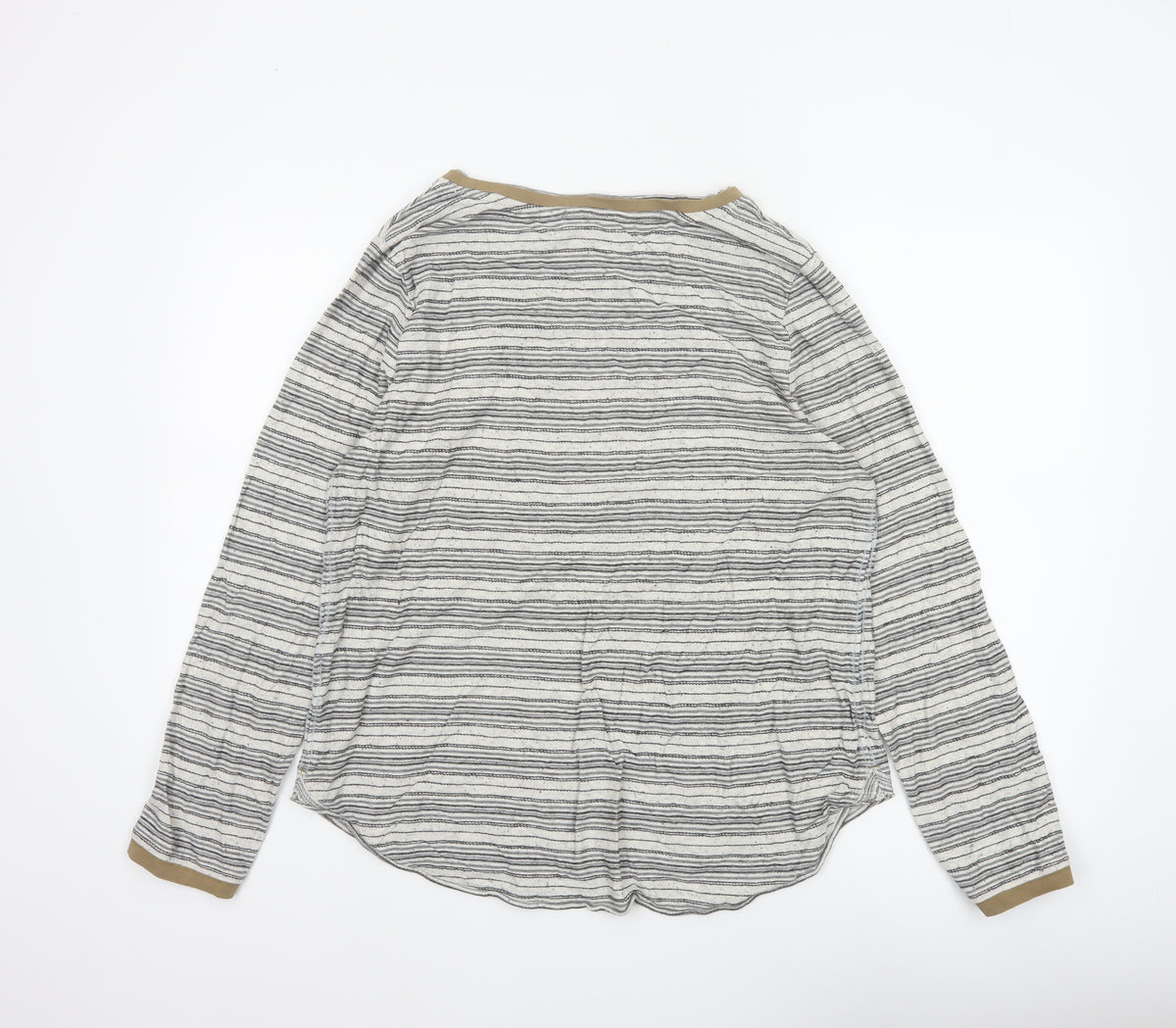 White Stuff Women White Striped Long Sleeve Jersey T-Shirt UK 16